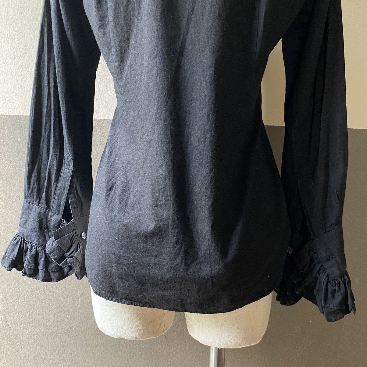 Seditionaries SEXY DYNAMITE Y2K Punk Black Ruffled Long Sleeve Blouse Size S / US 4 / IT 40 - 4 Thumbnail