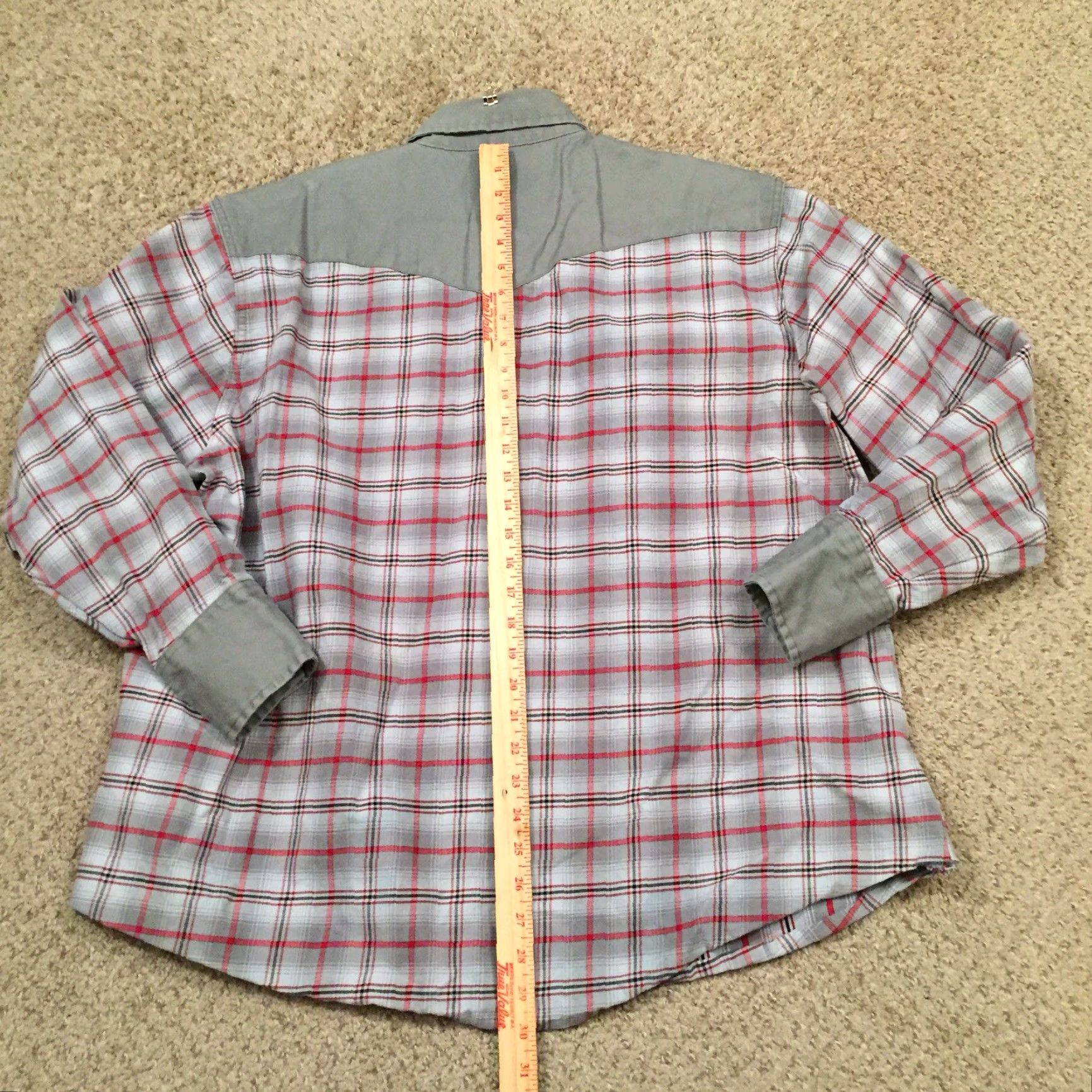 Wrangler Wrangler Shirt Mens 2X Gray Plaid Long Sleeve Heavyweight Snap Pockets Size US XXL / EU 58 / 5 - 6 Thumbnail