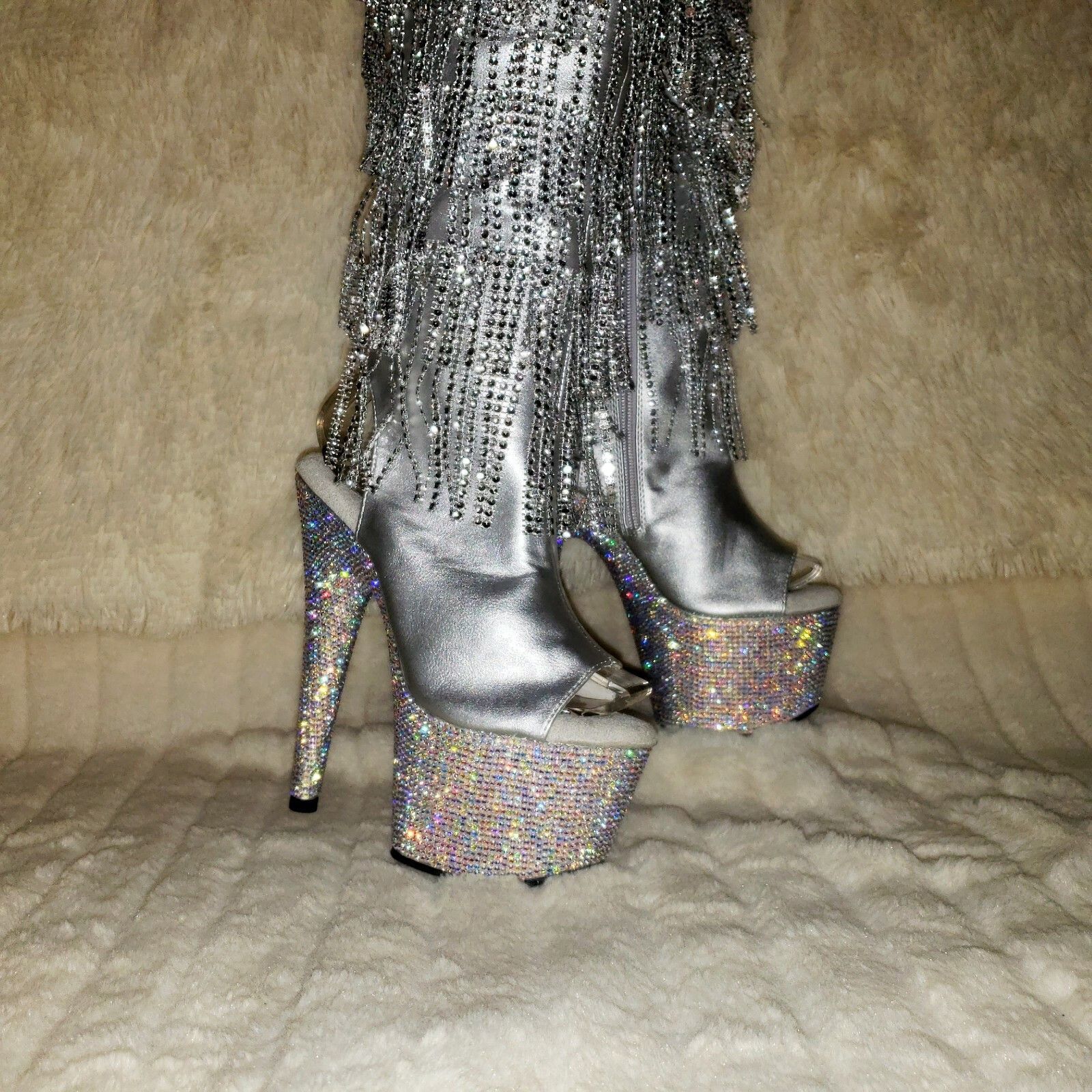 Other Bejeweled 3019DM Silver Rhinestone Platform 7" High Heel Fri Size US 6 / IT 36 - 4 Thumbnail