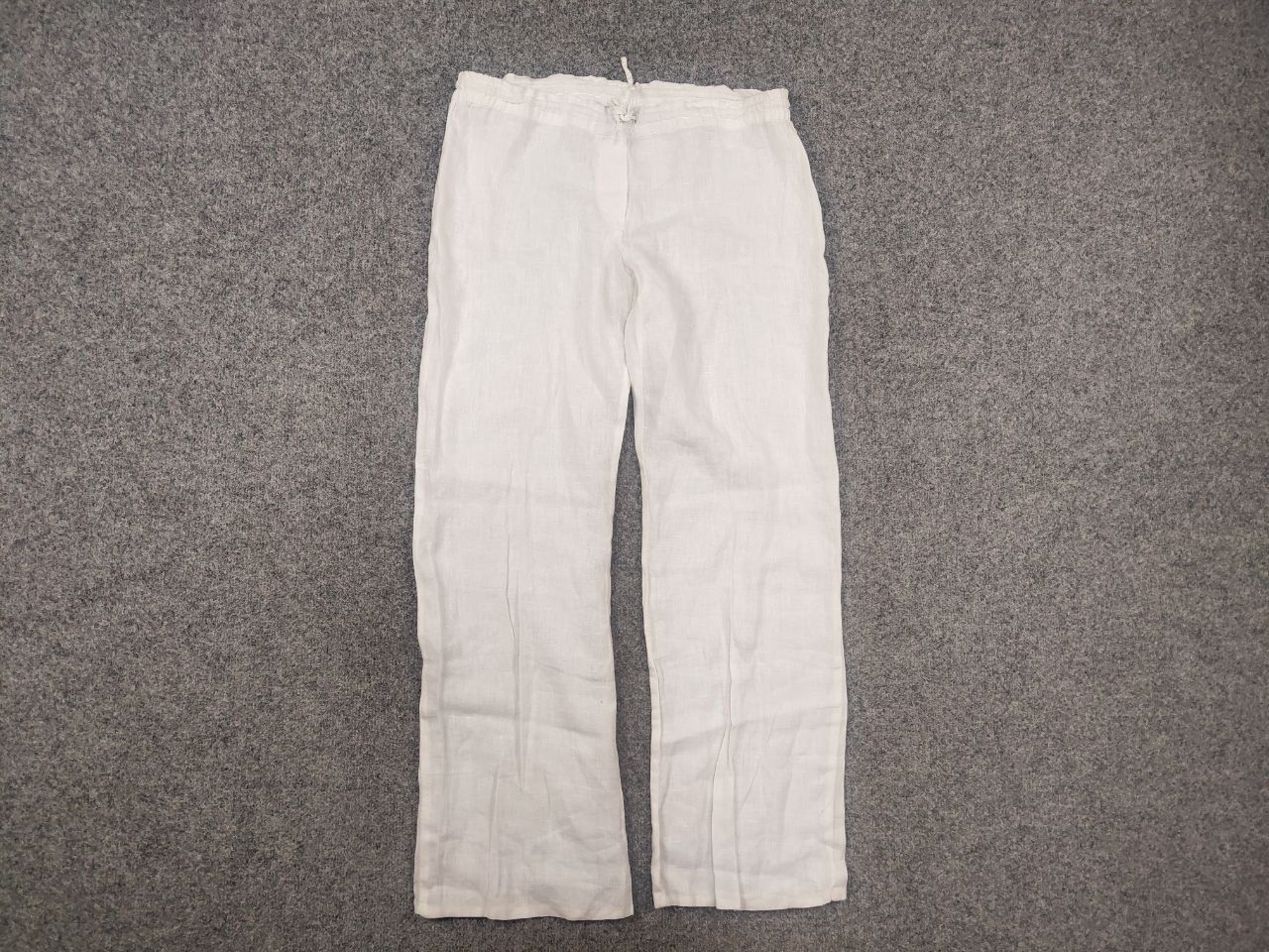 120% Lino 120% Lino Design Classic white Trouser Pants elastic waist Size 30" / US 8 / IT 44 - 6 Thumbnail