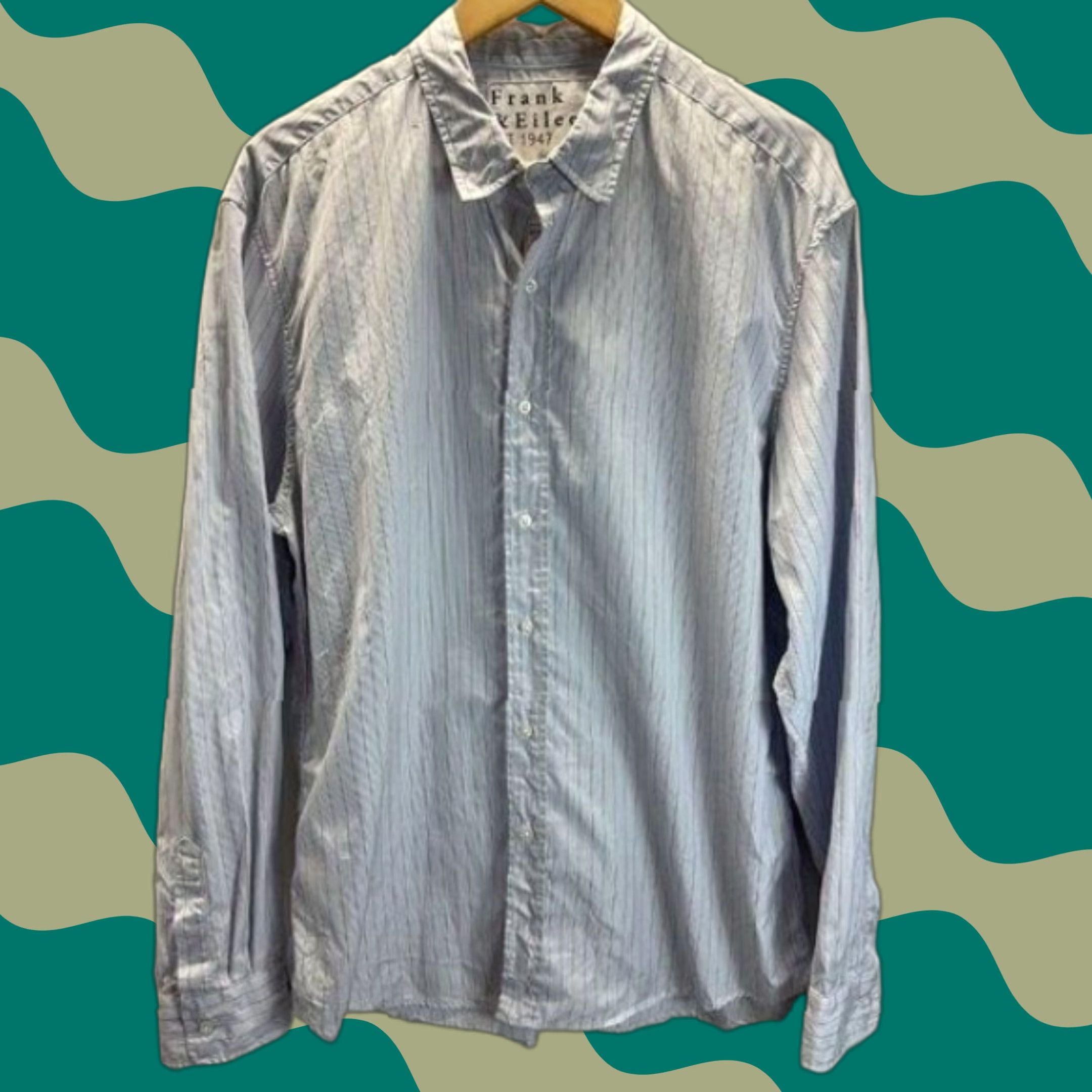 Frank & Eileen Shirt Long Sleeve XL Blue Striped Button-Up Womens