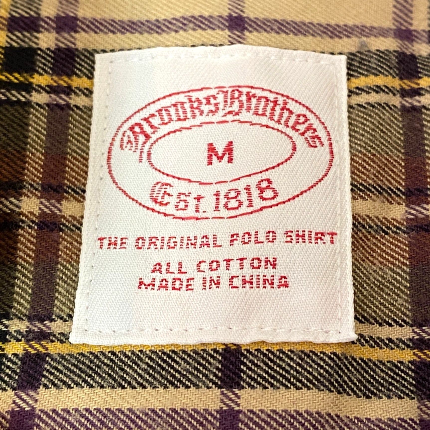 Brooks Brothers Brooks Brothers Mens Plaid Button-Down Shirt Long Sleeve Medium Twill Beige Cotton Classic Fit Chest Pocket Button-Up Collar-Down Size US M / EU 48-50 / 2 - 3 Thumbnail