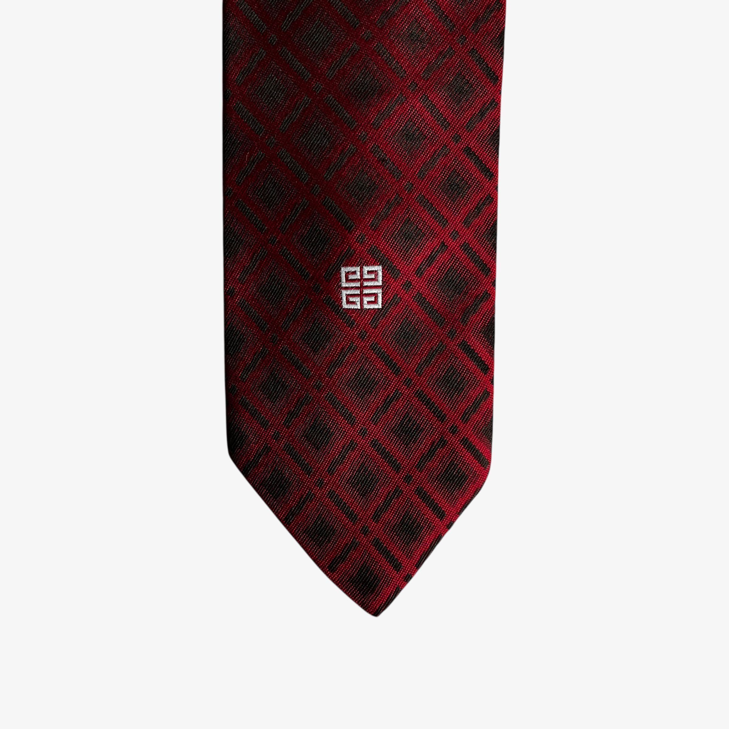 Givenchy Vintage 80s Givenchy Gentlemen Checkered Print Red Tie Size ONE SIZE - 3 Thumbnail