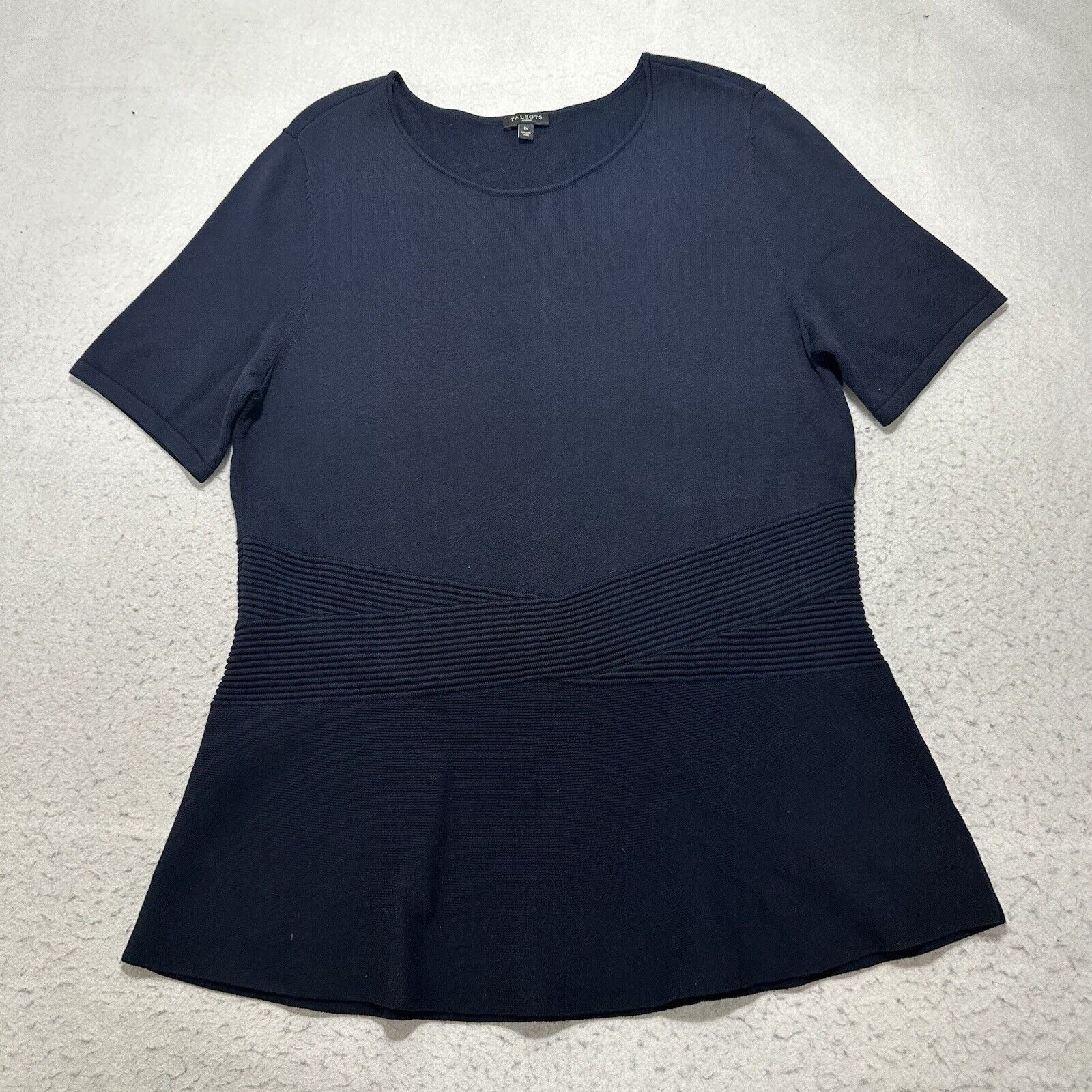 Other Talbots 1X Short Sleeve Navy Blue Heavyweight Knit Top Size XL / US 12-14 / IT 48-50 - 1 Thumbnail