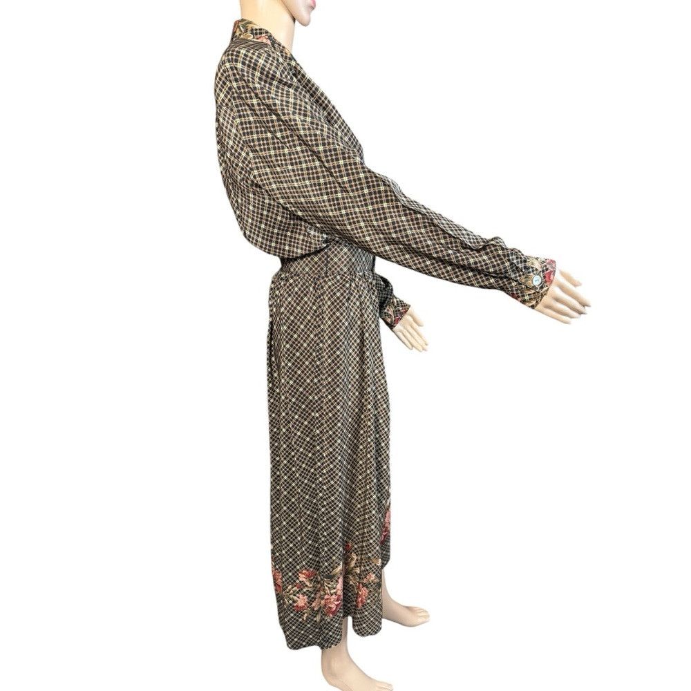 Orvis Vintage Orvis 100% Silk Long Sleeve Brown Dress Size 10 Size L / US 10 / IT 46 - 3 Thumbnail