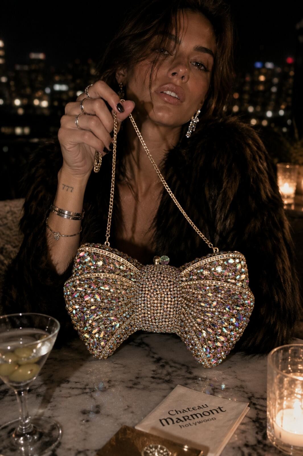 Other Crystal Bow Clutch AB Rhinestone Evening Bag Gold Size ONE SIZE - 1 Thumbnail