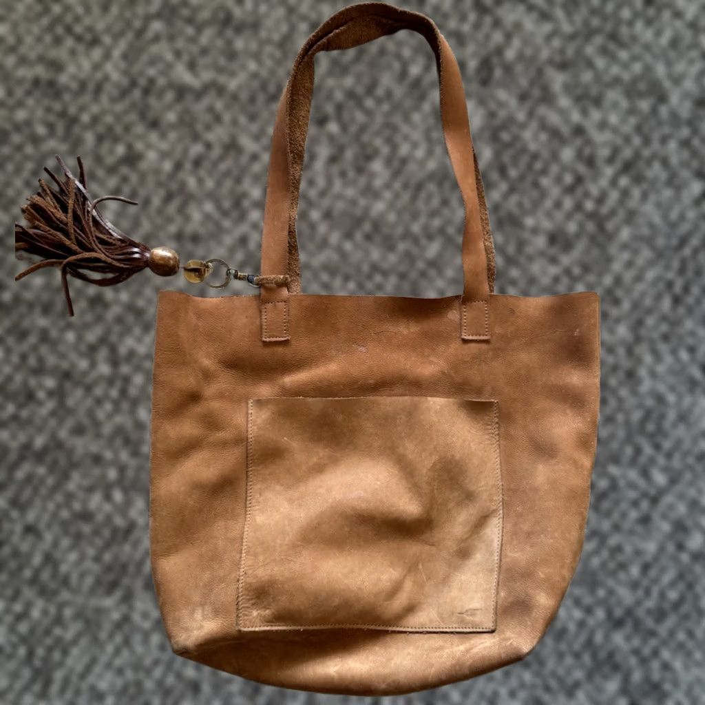 Vintage One Mission Mercantile Tote Bag Brown Nubuck Leather Yasmina Large Woman Womens Bag Square 16x14x5 Casual Designer Size ONE SIZE - 1 Thumbnail