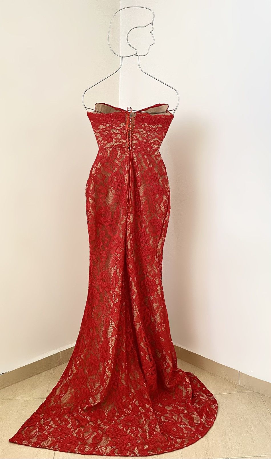 Other Elegant long red lace dress. Size XS / US 0-2 / IT 36-38 - 3 Thumbnail