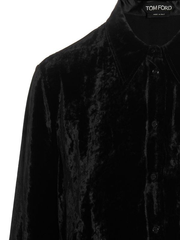 Tom Ford o1y0226 Velvet Shirt in Black Size S / US 4 / IT 40 - 3 Thumbnail