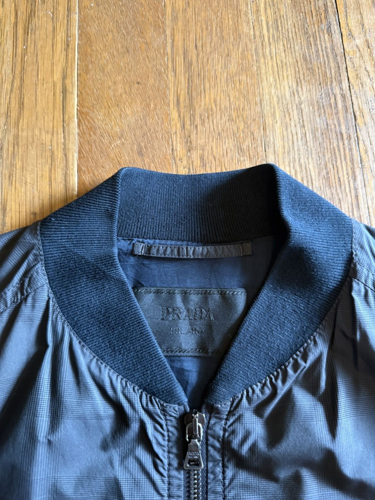 Prada 2000s Prada Nylon Navy Bomber Jacket Size US M / EU 48-50 / 2 - 2 Thumbnail