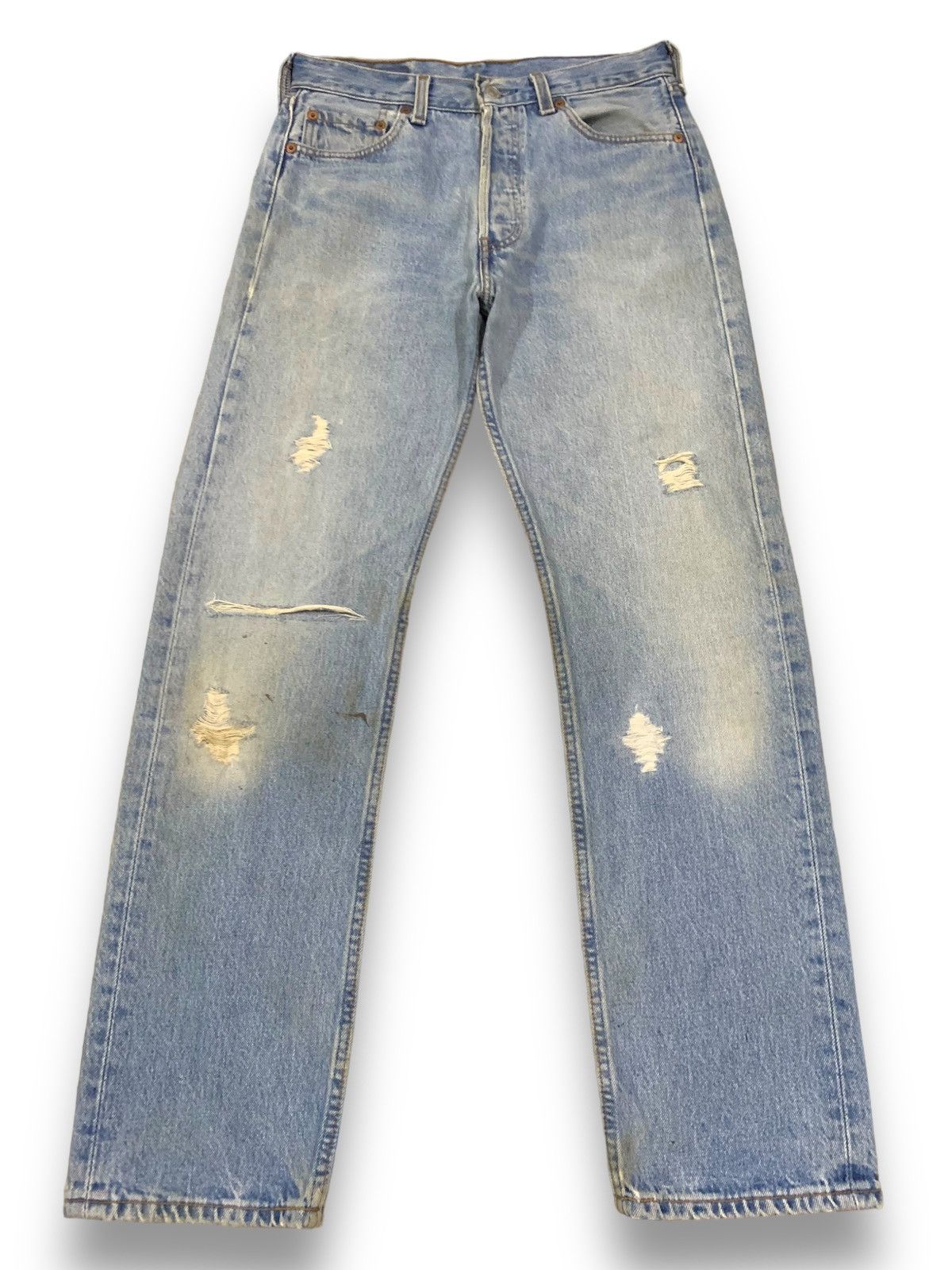 Levi's Vintage 90s Levis 501 Button Fly Mud Wash Distressed Jeans Size US 29 - 1 Thumbnail