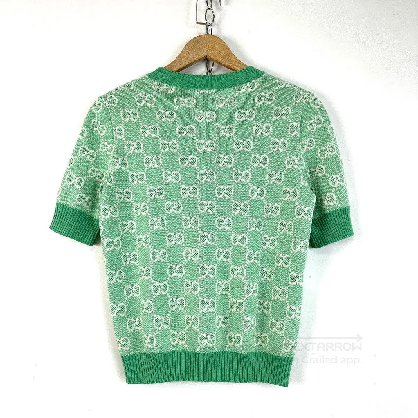 Gucci Gucci Classic Green Double G Monogram Knit Short Sleeve. Size S / US 4 / IT 40 - 2 Thumbnail