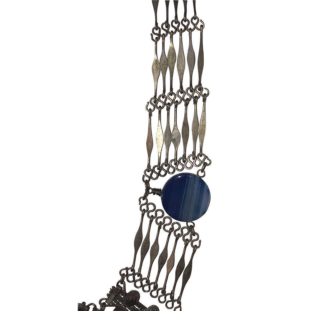 Designer Peruvian Alpaca and Blue Banded Agate Artisan Necklace Size ONE SIZE - 5 Thumbnail