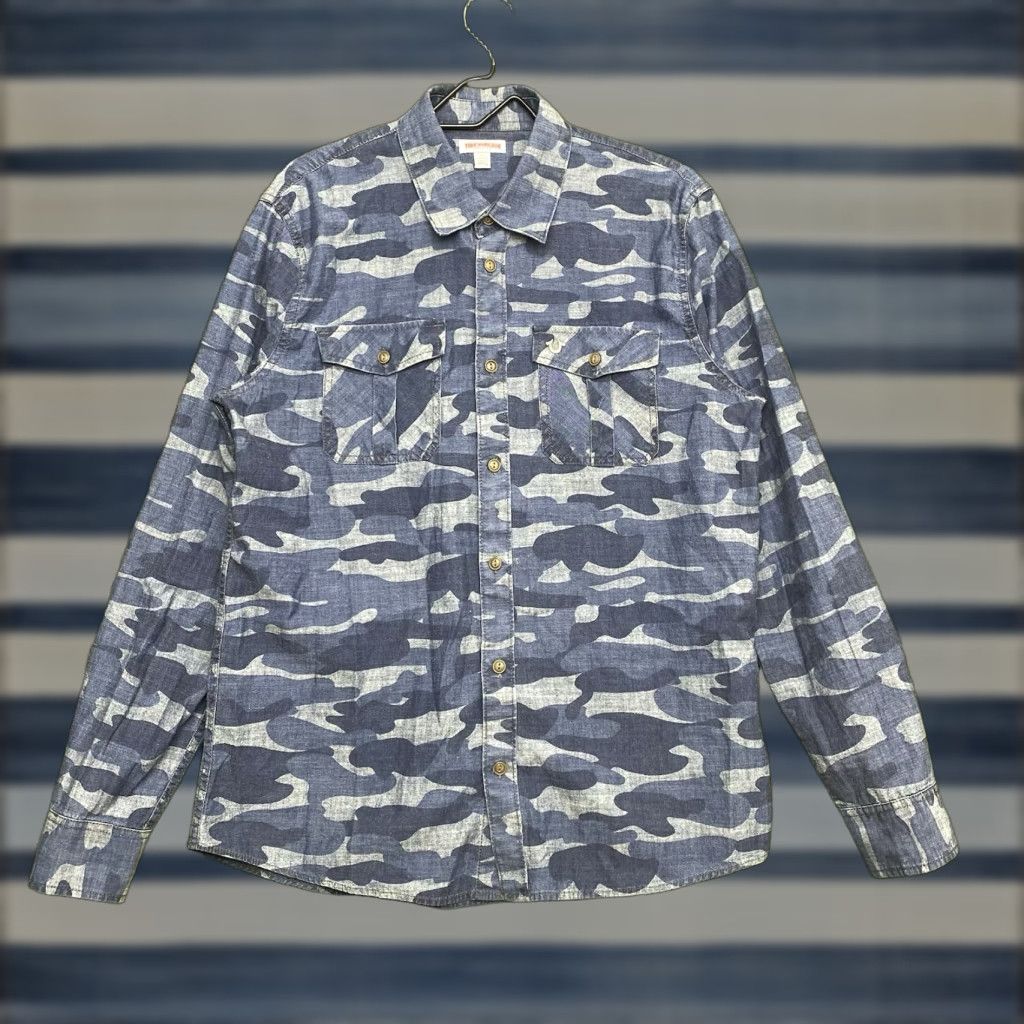 True Religion True Religion Shirt Mens Large Blue Camo Long Sleeve Button Up AOP Western 2000s Size US L / EU 52-54 / 3 - 1 Thumbnail