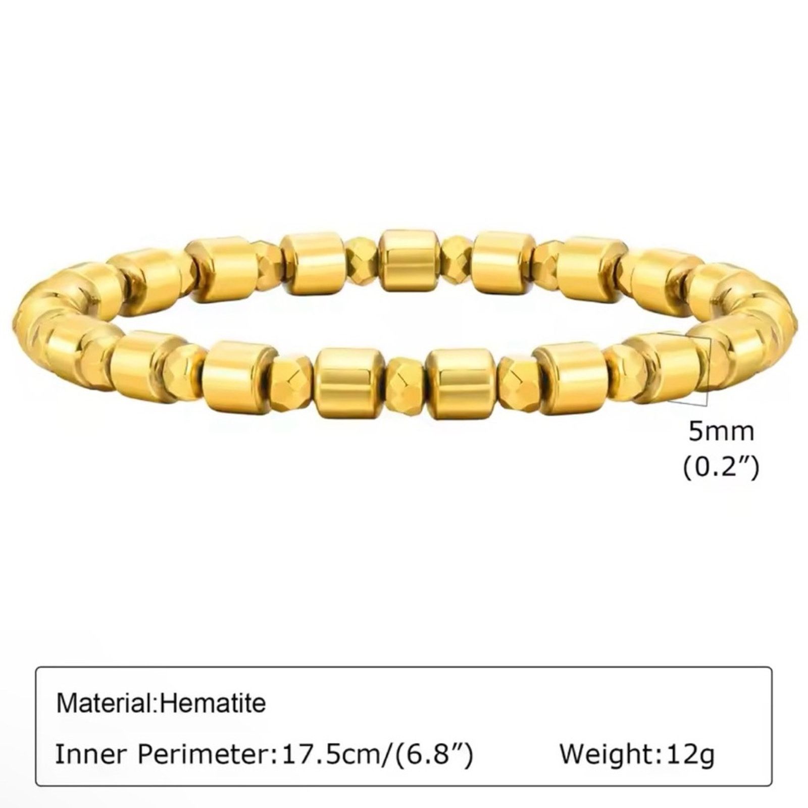 Other Gold Hematite Beaded Bracelet for Men Size ONE SIZE - 4 Thumbnail
