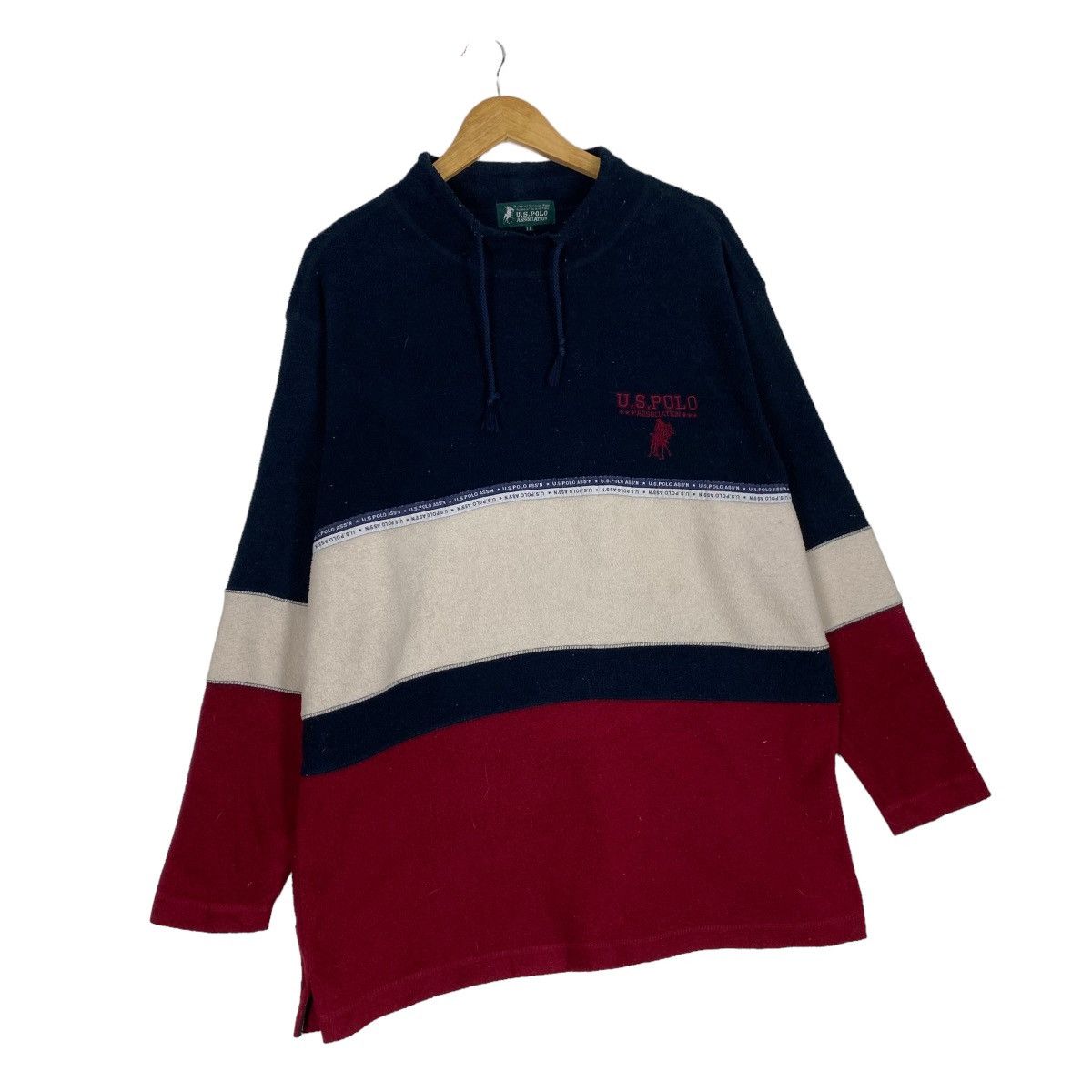 Japanese Brand Vintage US Polo Assn stripped fleece Size US L / EU 52-54 / 3 - 3 Thumbnail