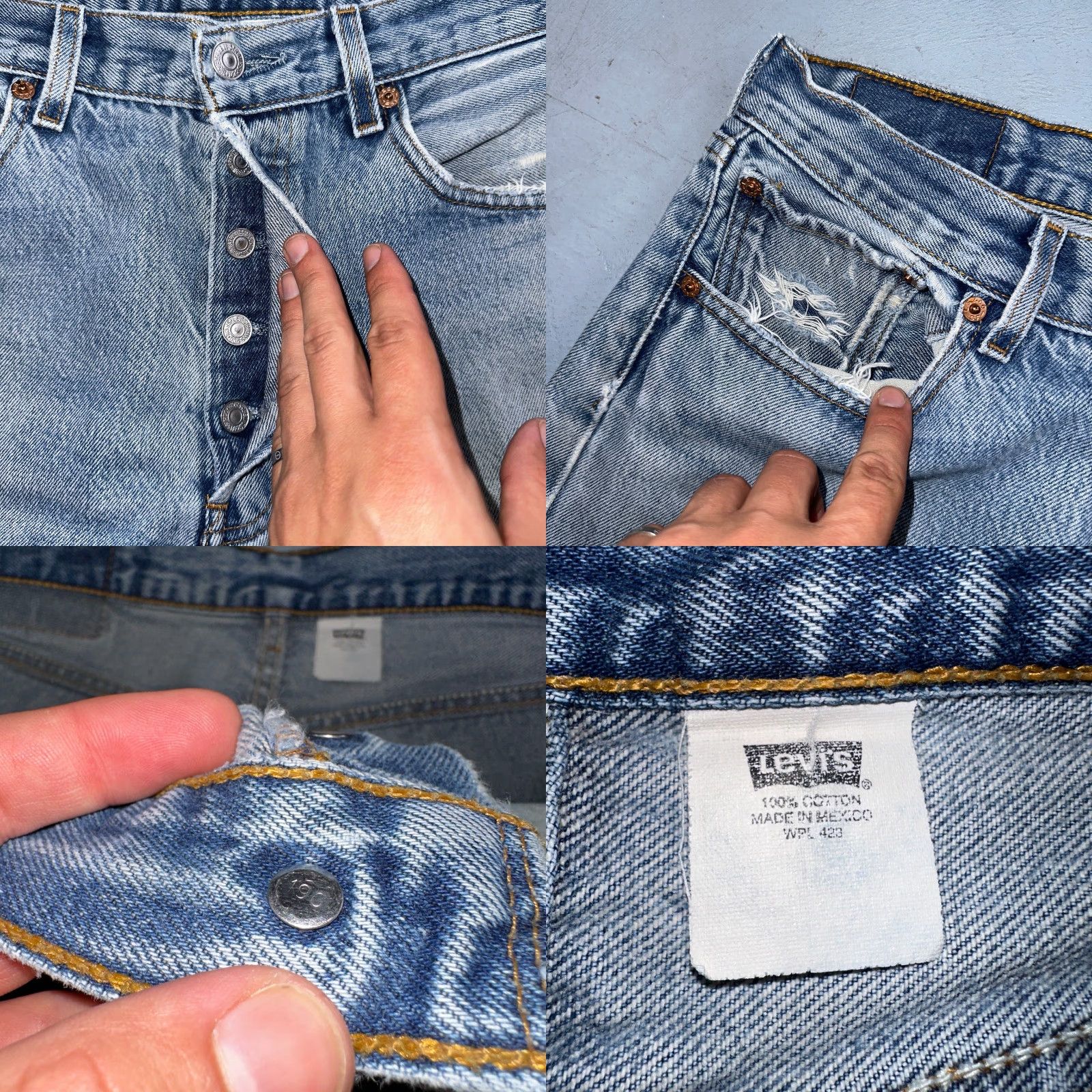 Levi's VINTAGE Levi's 501 Jeans Straight Blue Light Wash 33x36 501 Series USA 90s Mens Regular Jeans Size US 33 - 8 Thumbnail