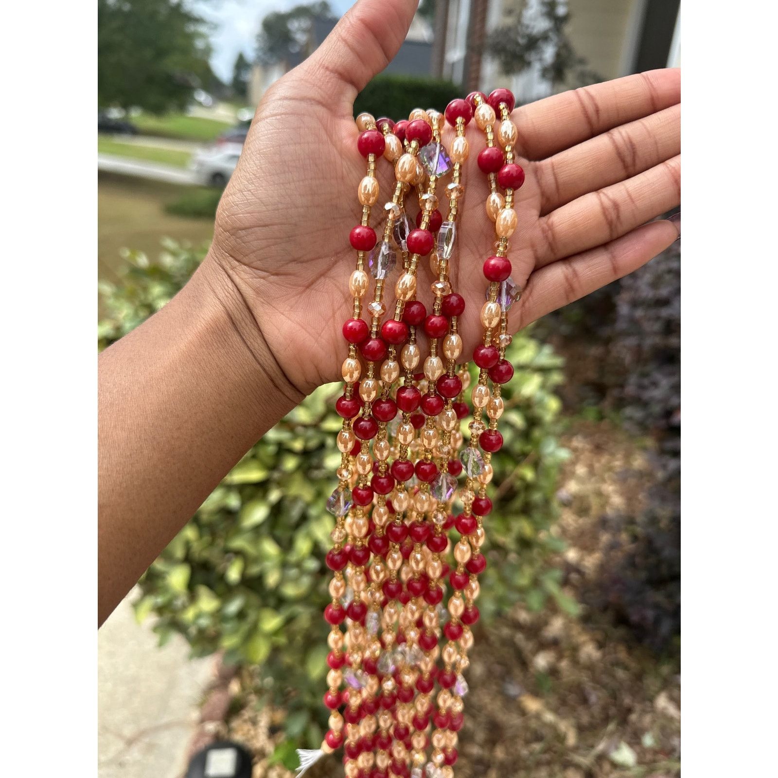 Other Handcrafted African Red & Gold Beaded Body Jewelry Size ONE SIZE - 6 Thumbnail