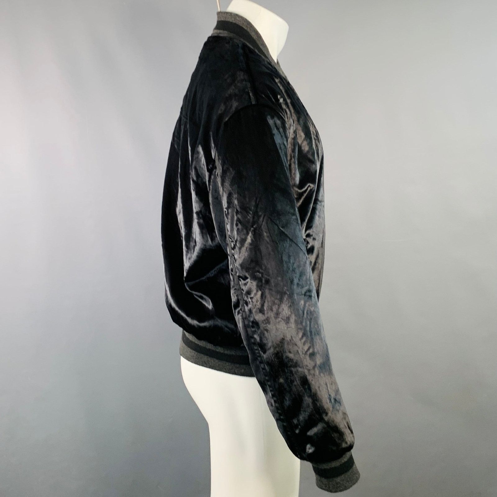 Haider Ackermann Size M Black Velvet Viscose Blend Zip Up Bomber Jacket Size US M / EU 48-50 / 2 - 2 Thumbnail
