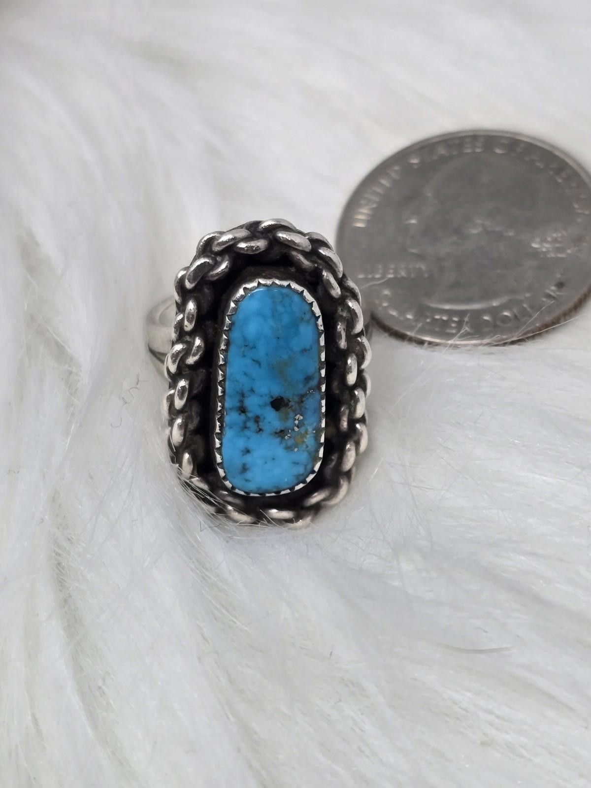 Sterling Silver Sterling Silver Turquoise Ring Sz 5.25 Southwestern Signed Size ONE SIZE - 6 Thumbnail