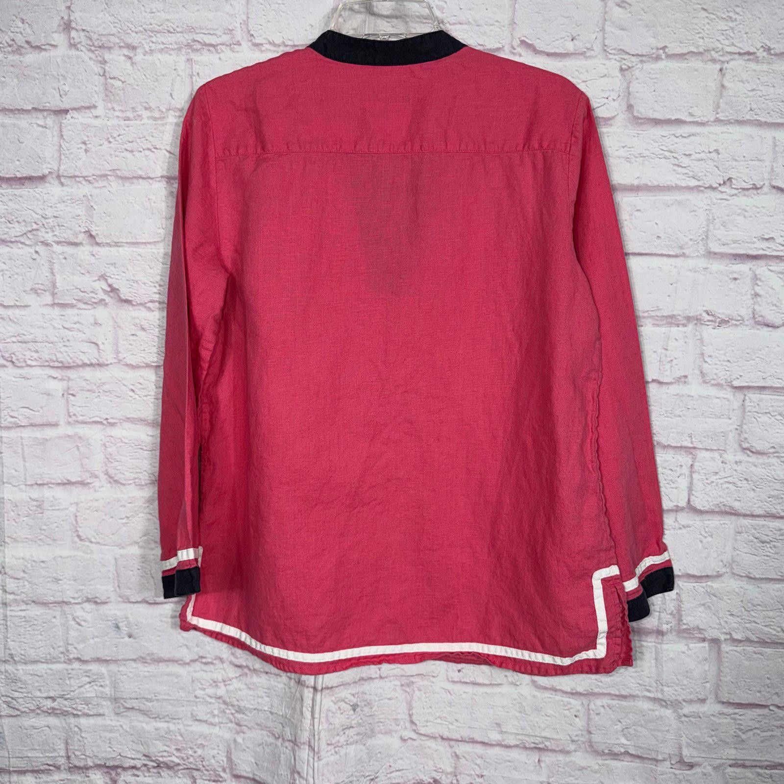 Other Talbots Pink Linen Tunic Top with Contrast Trim Medium Size M / US 6-8 / IT 42-44 - 6 Thumbnail