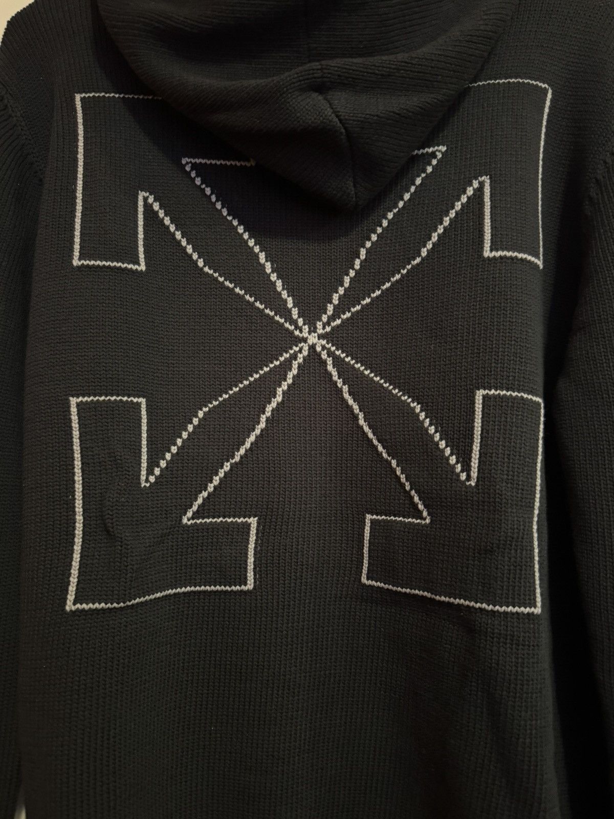 Off-White OFF-WHITE Men’s Diagonal Knit Zip Black Hoodie BMWT Size XL Size US XL / EU 56 / 4 - 10 Thumbnail