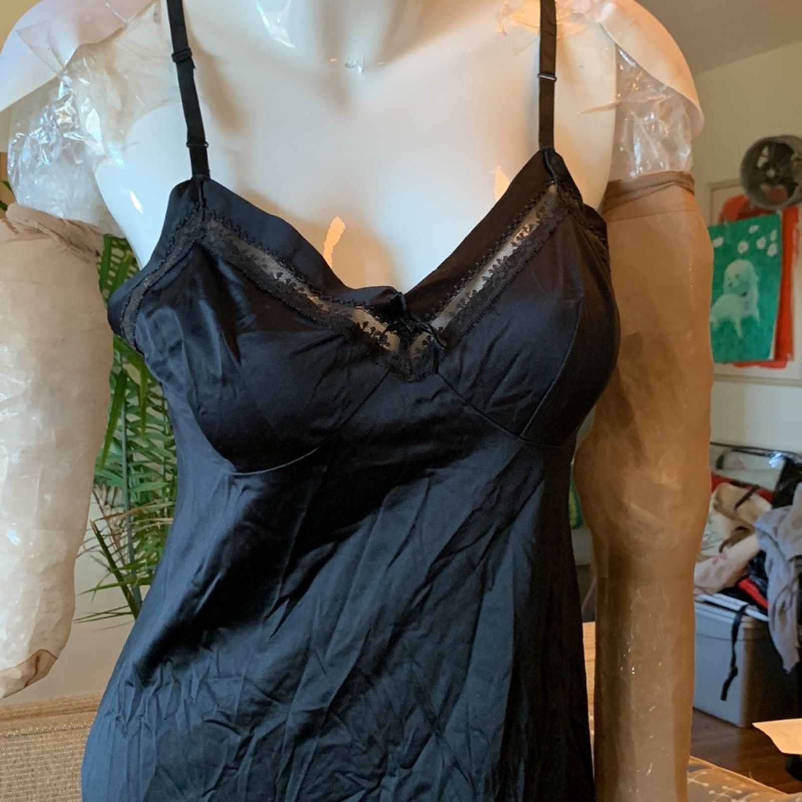 Vintage 60’S vintage black slip slipdress chemise nighty Size XS / US 0-2 / IT 36-38 - 11 Thumbnail