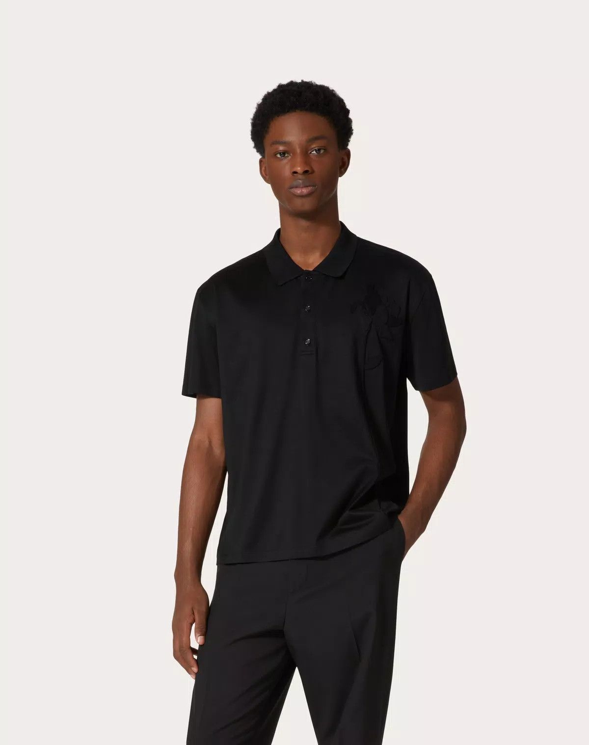 Valentino oc11z0725 Mercerised Cotton Polo Shirt in Black Size US L / EU 52-54 / 3 - 4 Thumbnail