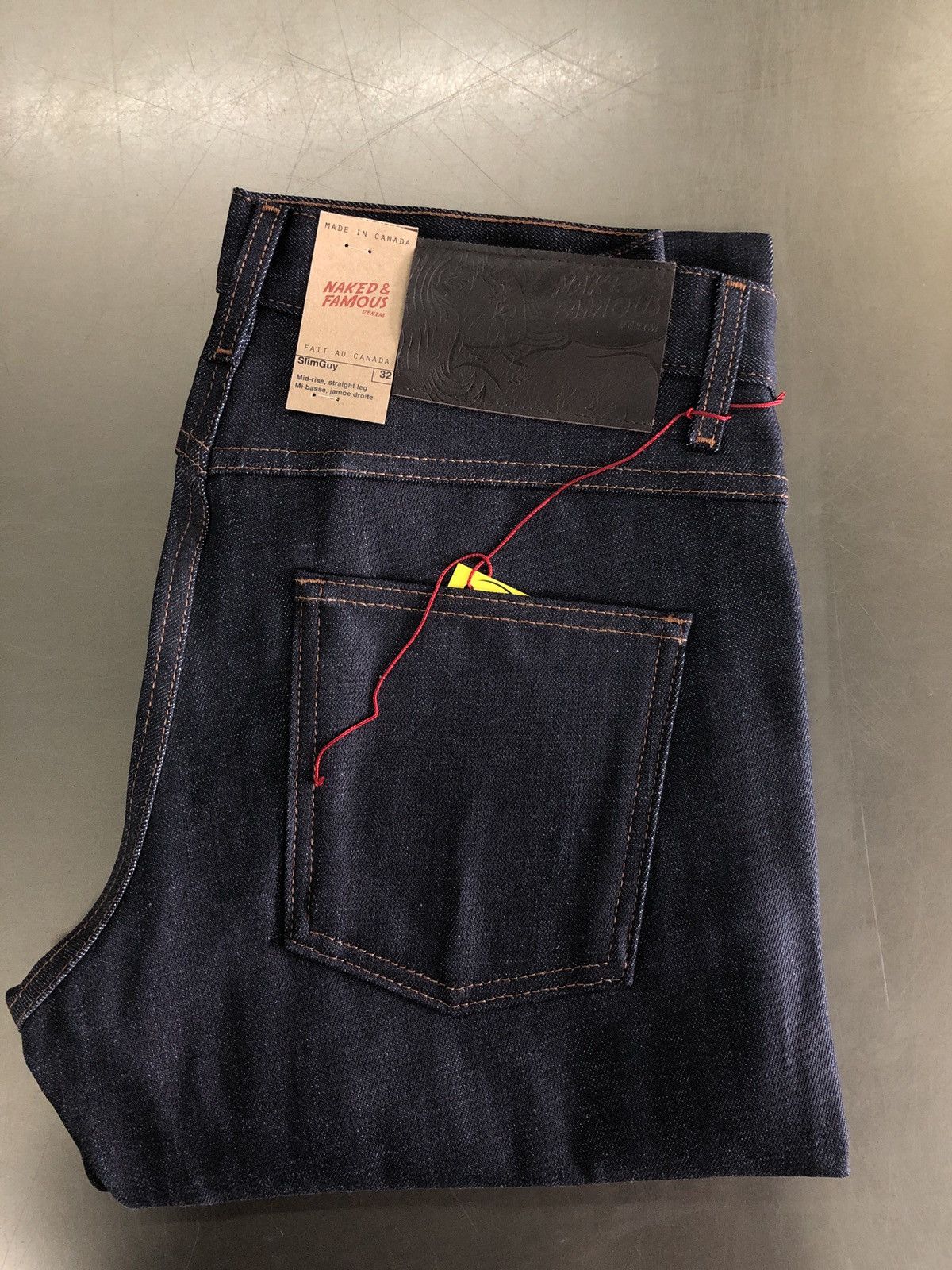 image of Naked Famous 13.5 Oz Indigo Denim Slimguy 32 366, Men's