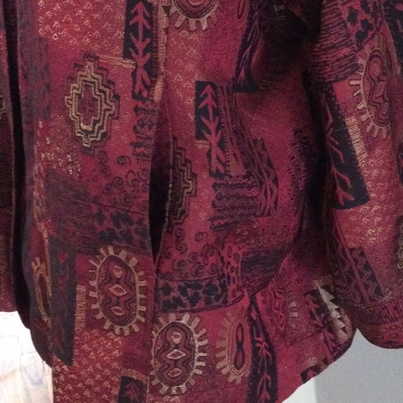 Other Ulla Popken Red w/Gold Metallic Relaxed Fit Shacket 24/26 Size 4XL / US 24-26 - 5 Thumbnail