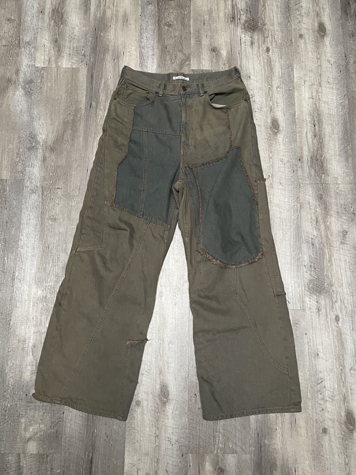 image of Acne Studios Fw22 Patchwork Denim in Brown, Men's (Size 30)