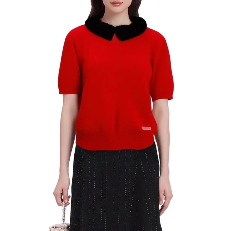 Louis Vuitton Red Short Sleeve Knit Sweater 0089