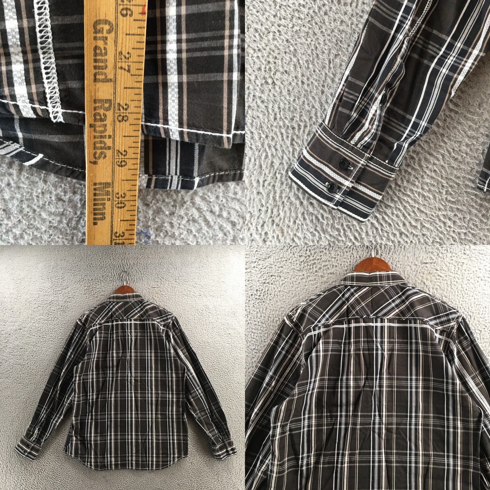 Vintage BKE Buckle Slim Fit Button Up Shirt Men XL Black Plaid Cotton Long Sleeve Casual Size US XL / EU 56 / 4 - 8 Thumbnail