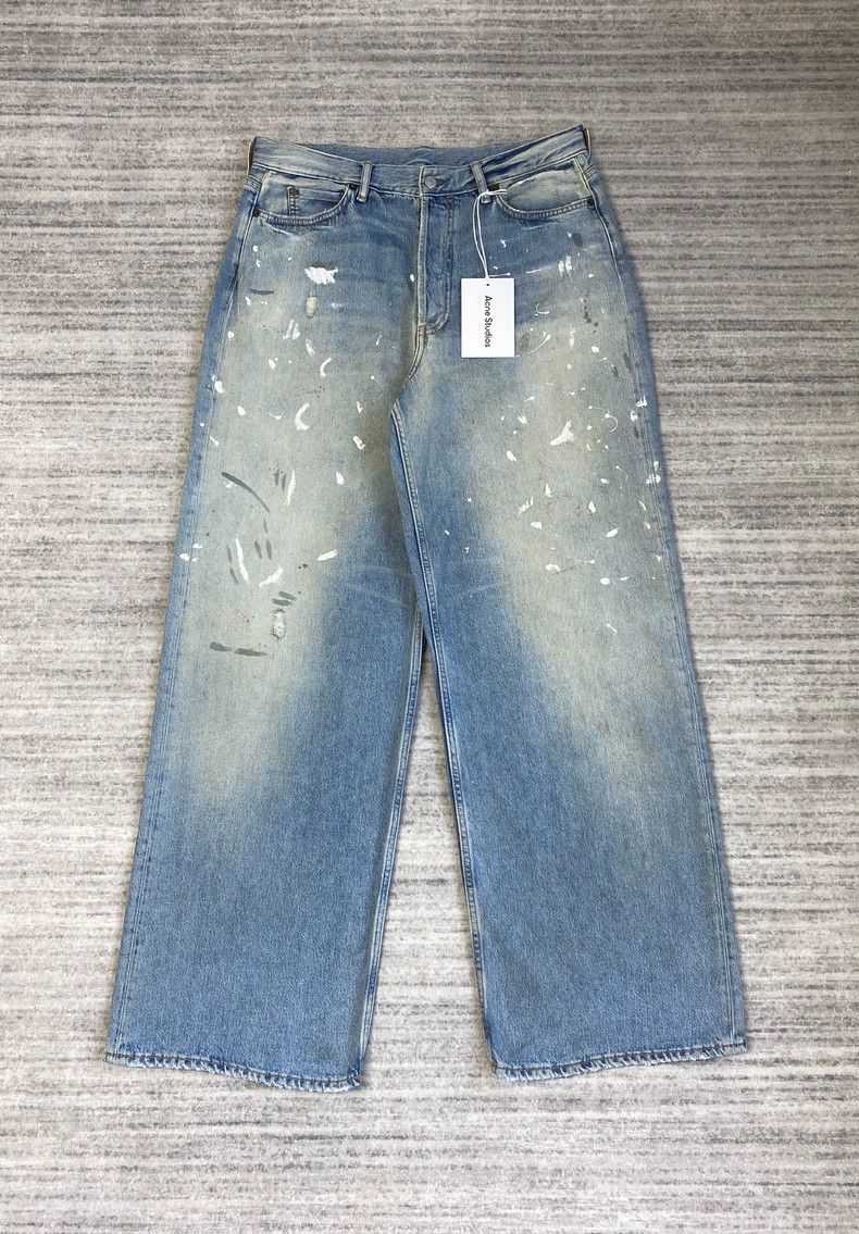 Acne Studios Acne Studios Blue ink-splashed mud-dyed denim trousers Size US 32 / EU 48 - 1 Thumbnail