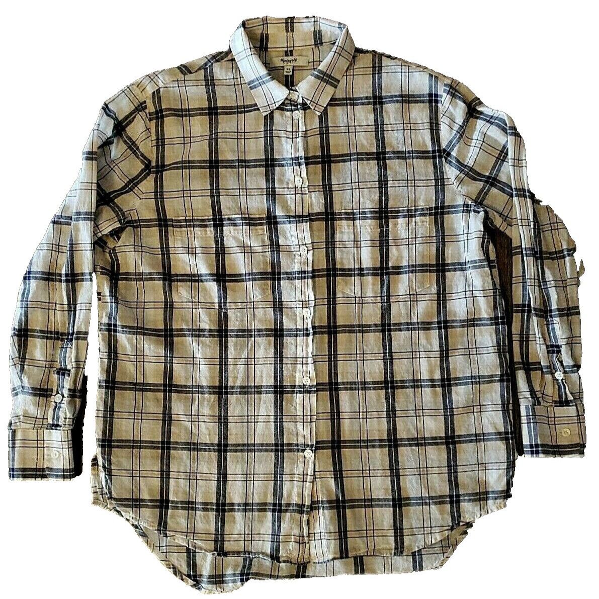 Madewell Madewell Boyfriend Shirt Womens XS 100% Cotton Blue Pink Pla Size XS / US 0-2 / IT 36-38 - 1 Thumbnail