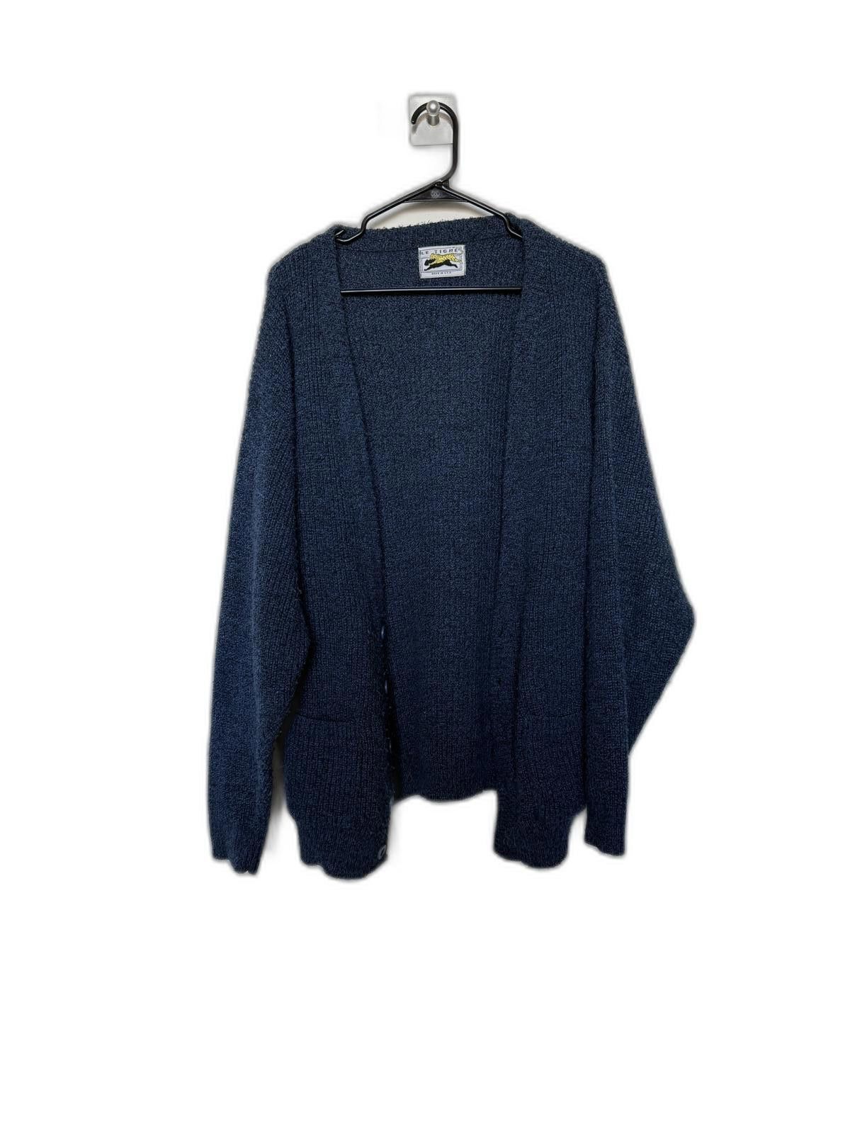 Le TIGRE Le Tigre Vintage 90s 80s Knit Blue Cardigan Size M / US 6-8 / IT 42-44 - 2 Thumbnail