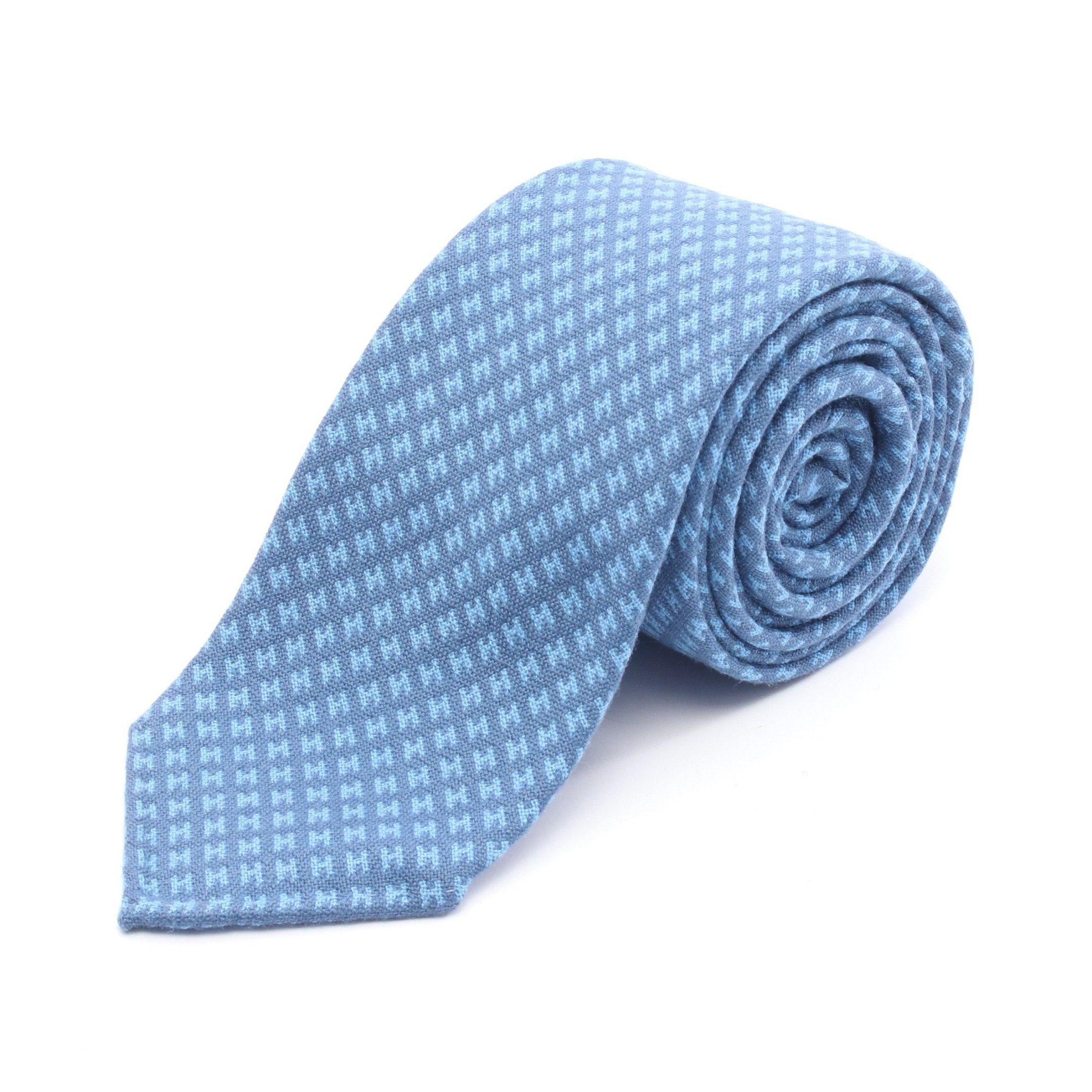 Hermes Hermes Tie Wool Blue Size ONE SIZE - 1 Thumbnail