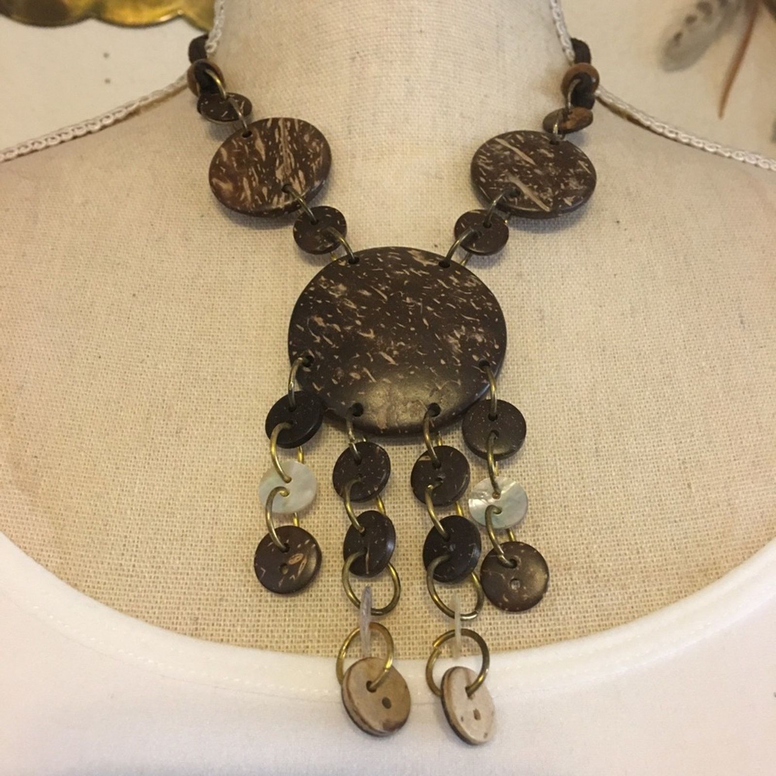 Jewelry Boho wood bead chandelier fringe necklace Size ONE SIZE - 1 Thumbnail
