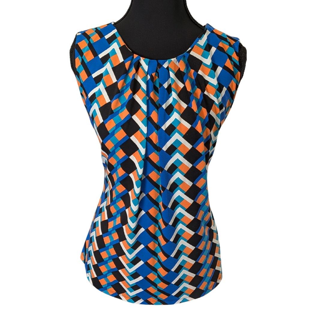 Calvin Klein Calvin Klein Geometric Mesa-Pattern Pleated Blouse Size XL / US 12-14 / IT 48-50 - 1 Thumbnail