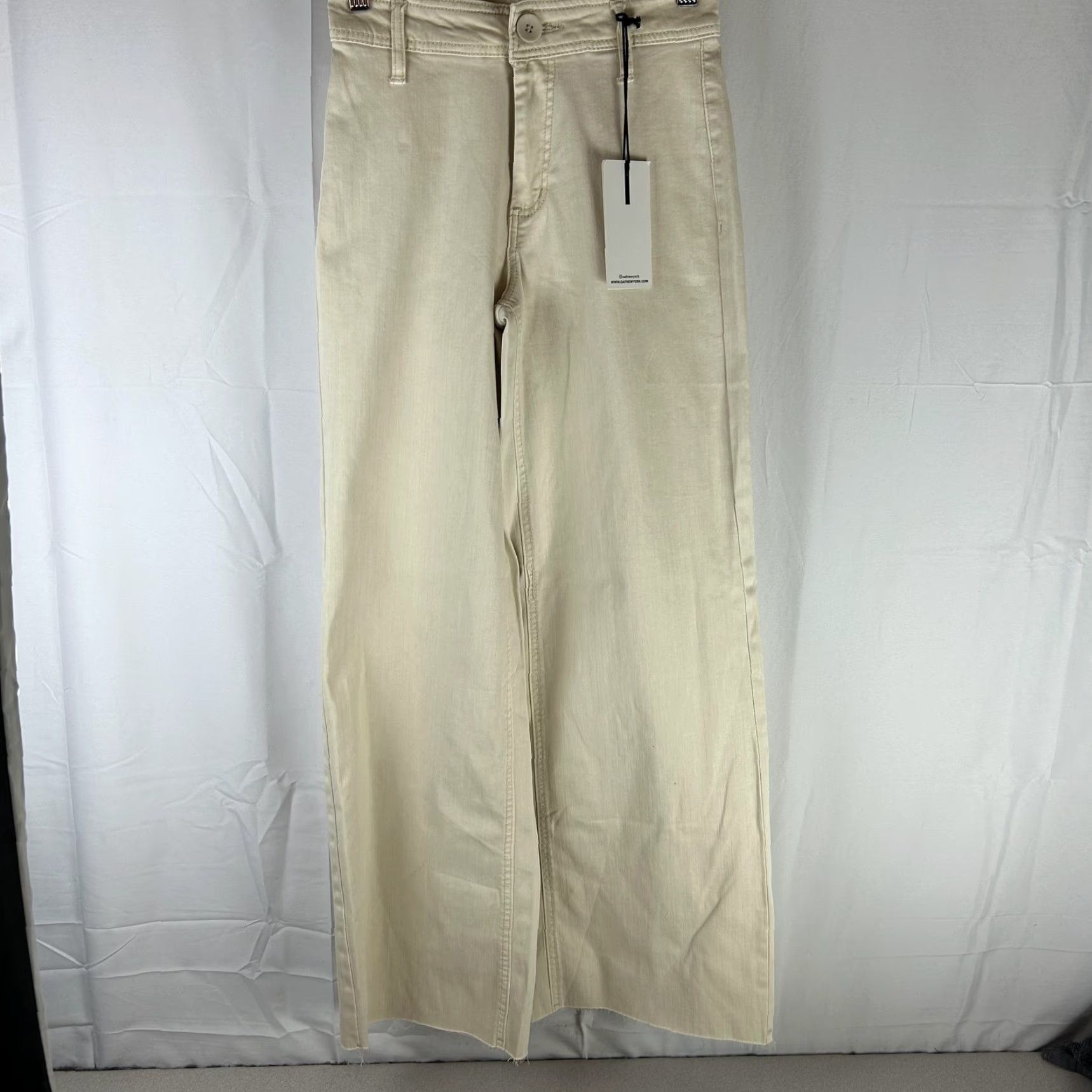 Vintage OAT New York Pants Womens 0/25 Beige High Rise Wide Leg Stretch Twill Chino Size 25" / US 0 / IT 36 - 2 Thumbnail