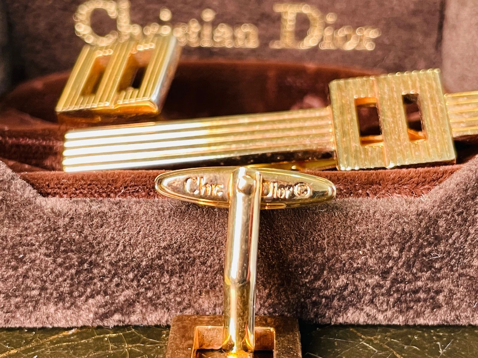 Christian Dior Monsieur Vintage Dior Monsieur Gold Tie Clip & Cufflinks Size ONE SIZE - 4 Thumbnail