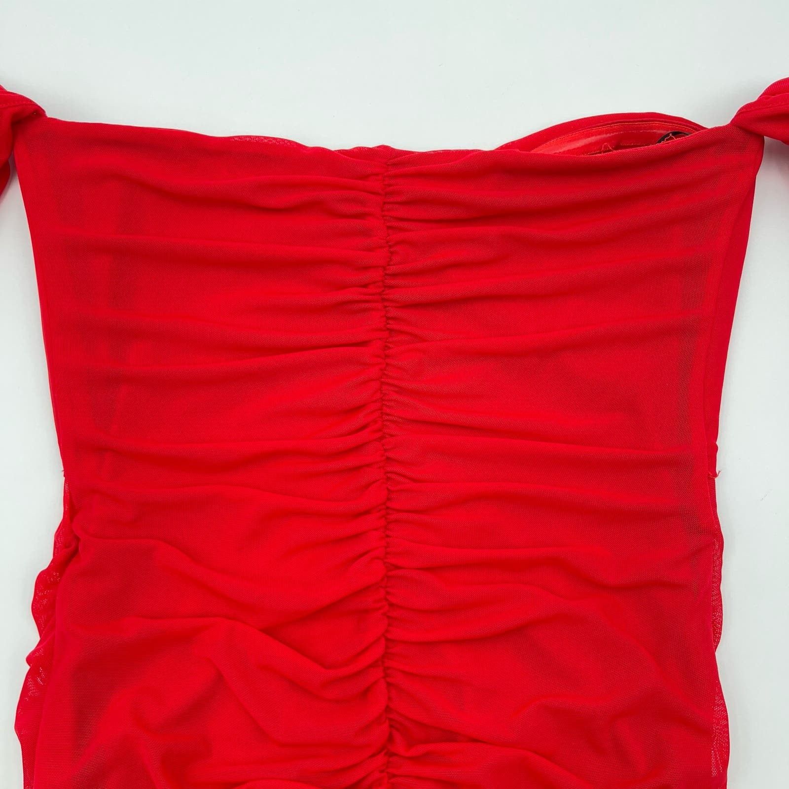Other Majorelle | Elise Cherry Red Mesh Ruched Midi Dress S Size S / US 4 / IT 40 - 12 Thumbnail