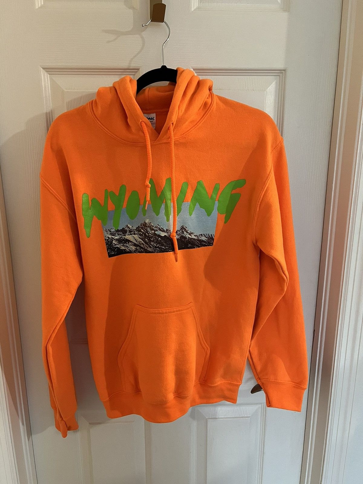 image of Kanye West Wyoming Listening Party Hoodie Size Small in Orange, Men's