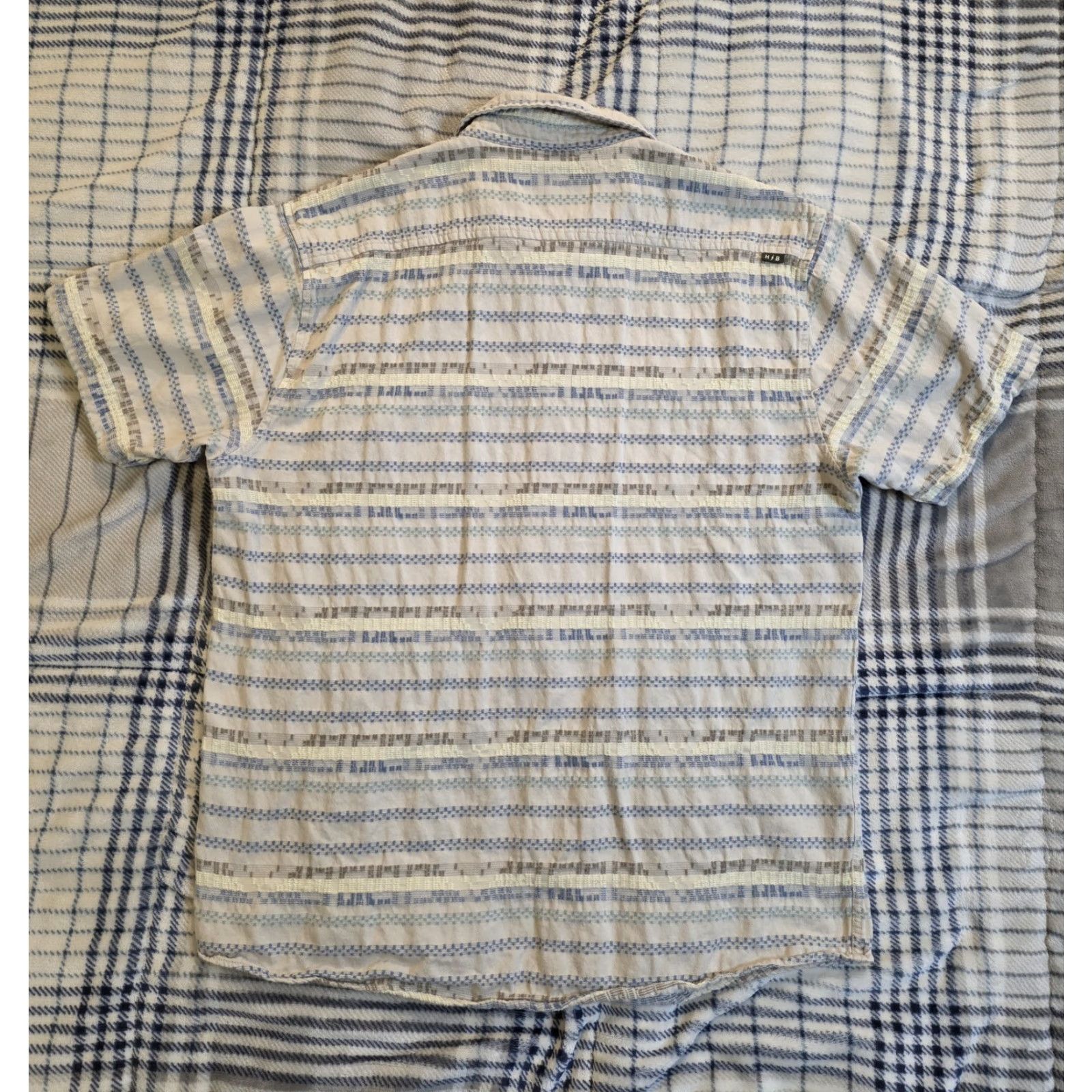 Howler Brothers Howler Brothers Shirt Mens Large Beige Cotton Mescal Jacquard Oyster Short Sleeve Button-Up Striped Collared Western Outdoor All Seasons Size US L / EU 52-54 / 3 - 3 Thumbnail