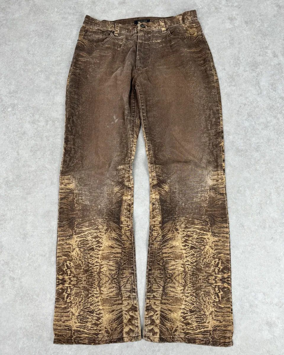Roberto Cavalli 2000s Roberto Cavalli Brown Sand Eroded Flared Jeans Size US 32 / EU 48 - 1 Thumbnail