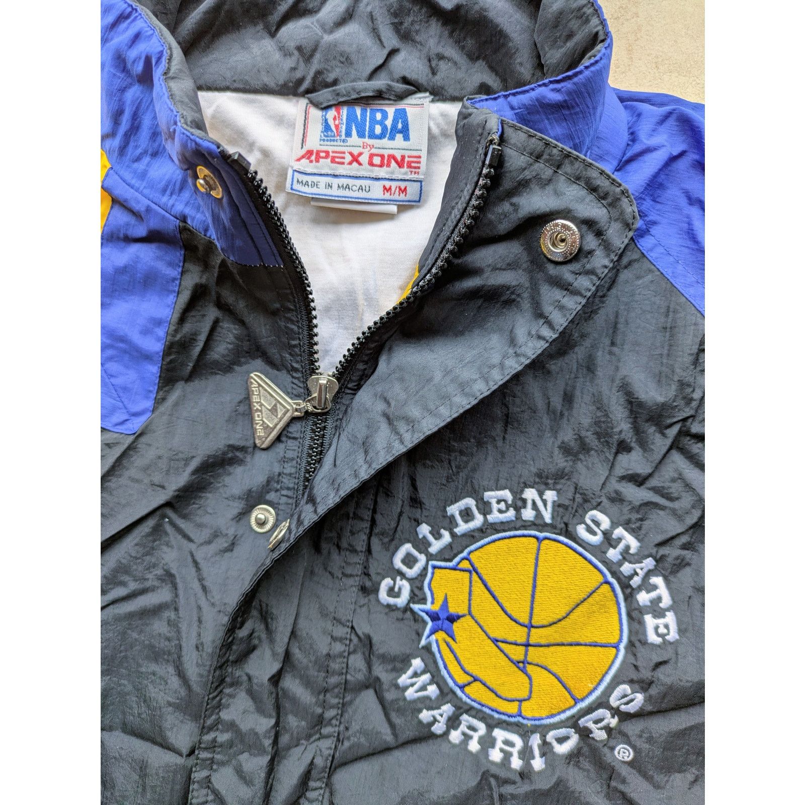 Apex × NBA Golden State Warriors 90s APEX jacket STAR blk gold NBA vtg Size US M / EU 48-50 / 2 - 2 Thumbnail