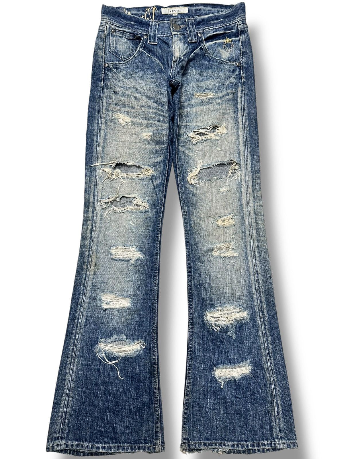 Vintage Vintage Varosh Bell-Bottom Flare Distressed Ripped Faded 💥 Size US 30 / EU 46 - 1 Thumbnail