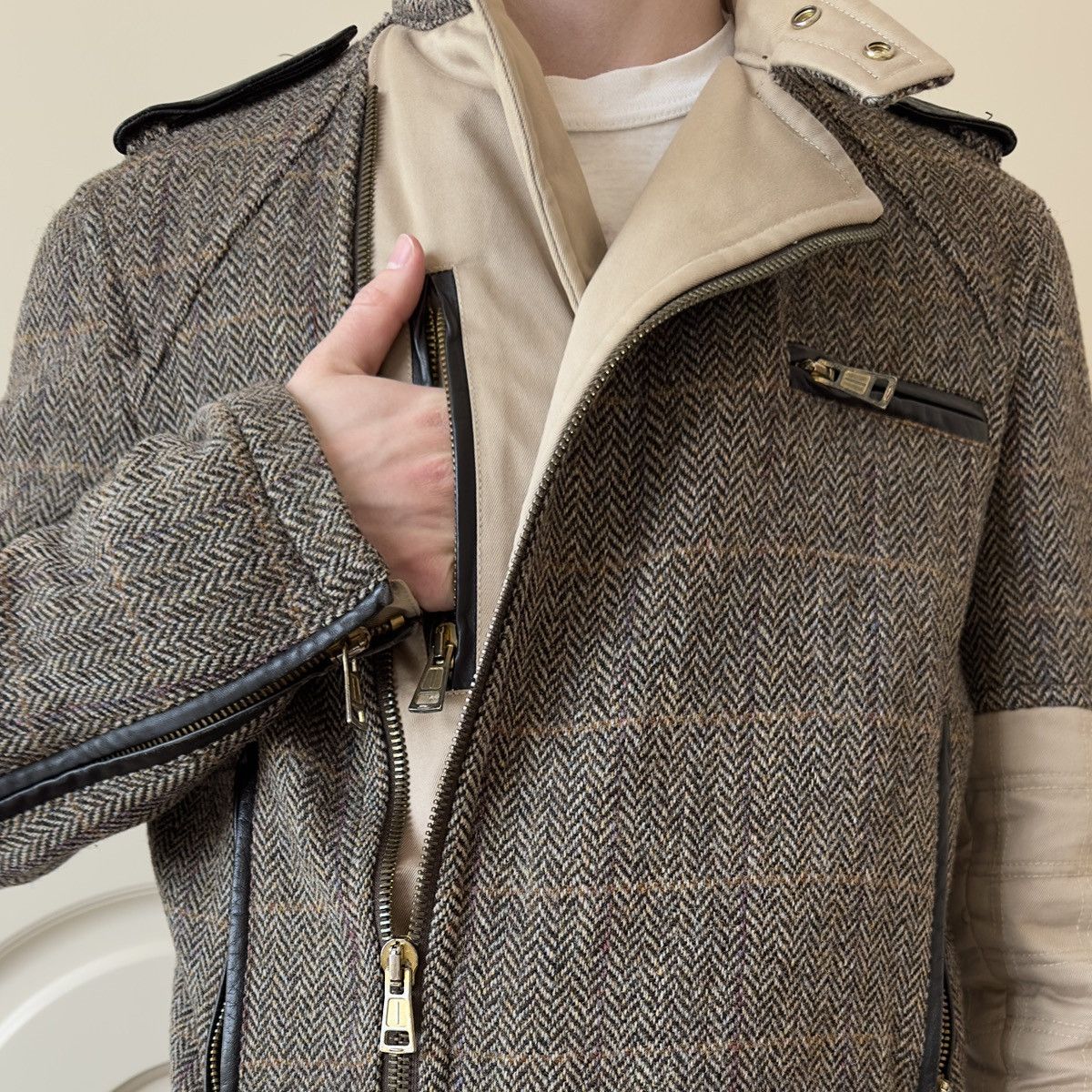 Dsquared2 Dsquared2 F/W 2001–02 Harris Tweed Biker Jacket Size US M / EU 48-50 / 2 - 3 Thumbnail
