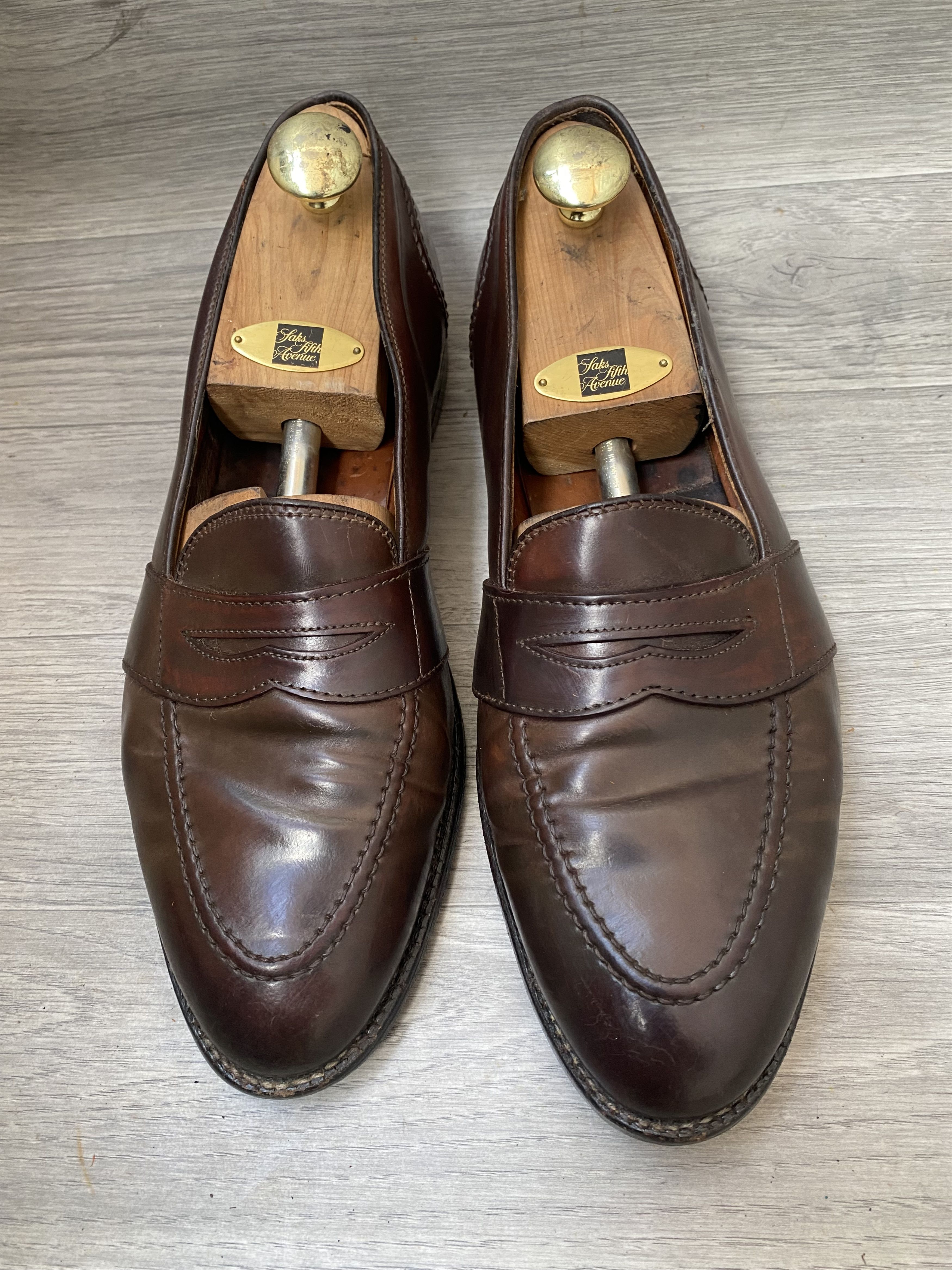 Alden Alden strap shell cordovan brown leather loafers sz 11B/D Size US 11 / EU 44 - 3 Thumbnail