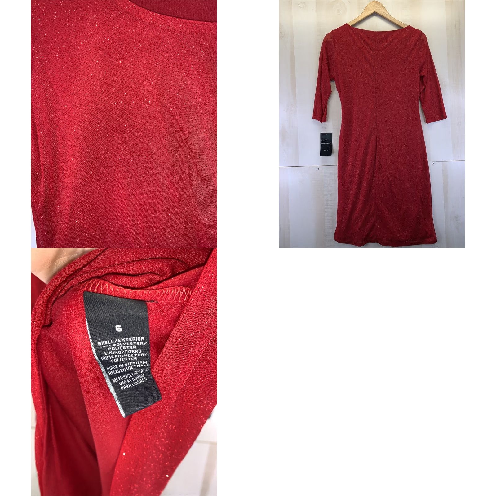 Vintage Karina Red Short Sleeve Cocktail Dress NWT Women’s SZ 6 Size 28" / US 6 / IT 42 - 8 Thumbnail